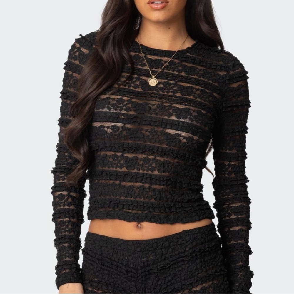 NWOT Edikted Maisley Sheer Top worn
